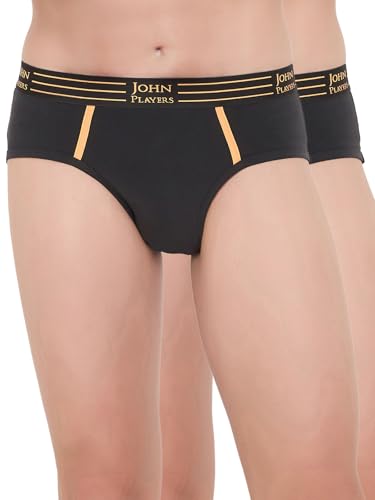 Image of John Players Pack of 2 Cotton Brief Underwear for Men with Striped Waistband