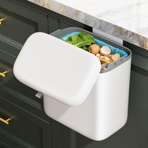 CTIME Compost Bin Kitchen 1.8 Gallon, Hanging Small Compost Bin