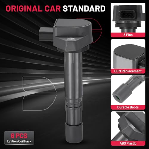 Image of BDFHYK Ignition Coil Pack UF400 Compatible with Honda Civic 2001-2005 Honda Pilot Ridgeline Acura EL MDX 01-09 Saturn Vue 04-07 V6 L4 1.7L 3.5L Acura Oem Coil Pack Set of 6