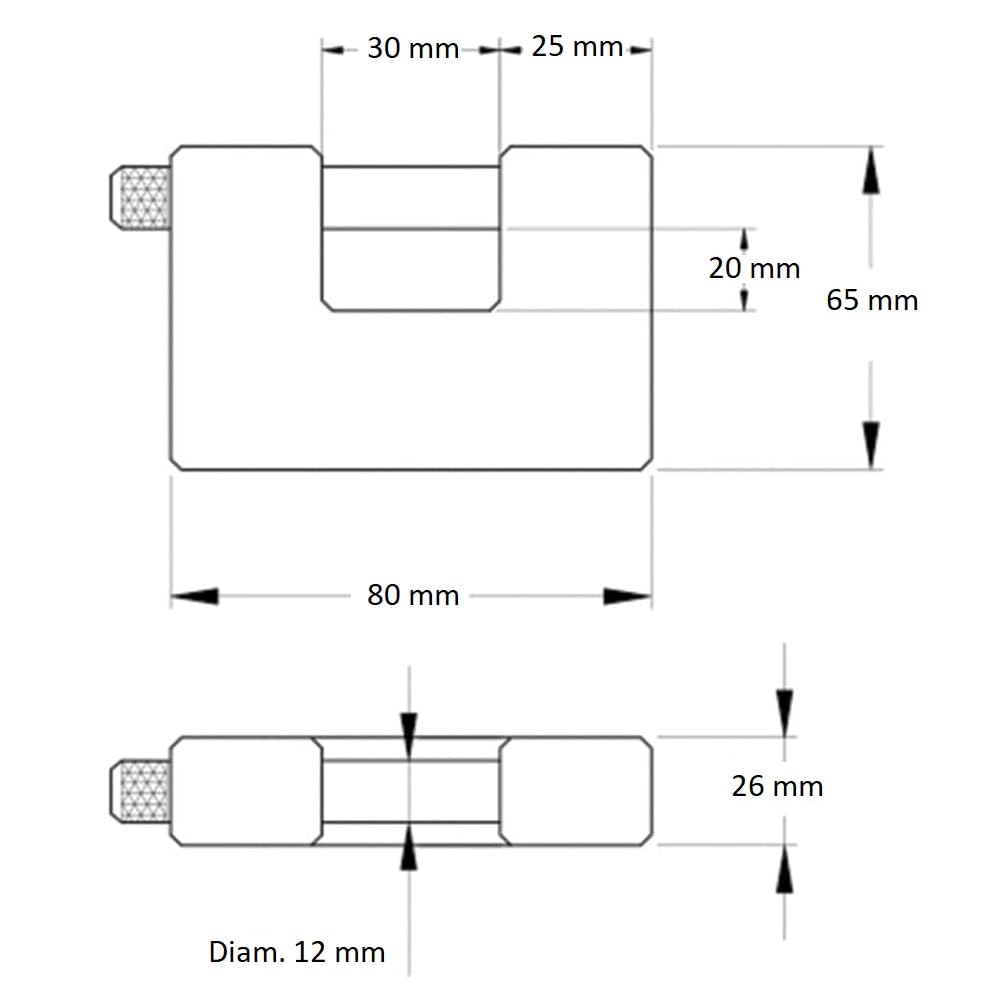 Paluplus 3 Lucchetti Corazzati in Ottone da 80 mm, rivestimento in Acciaio Temperato, lucchetto blindato antiscasso di sicurezza con 2 Chiavi, per Serrande, bici, Garage -284F