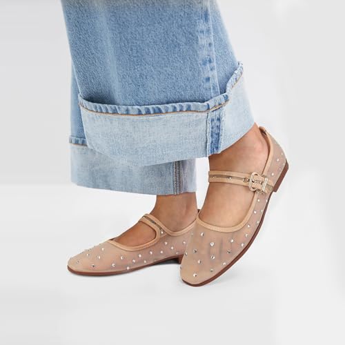 DOEYG Mesh Ballet Flats Shoes for Women Leopard Animal Print Mary Jane Flats Shoes Square Toe Dress Casual Comfortable Velvet Ballerina Shoes4