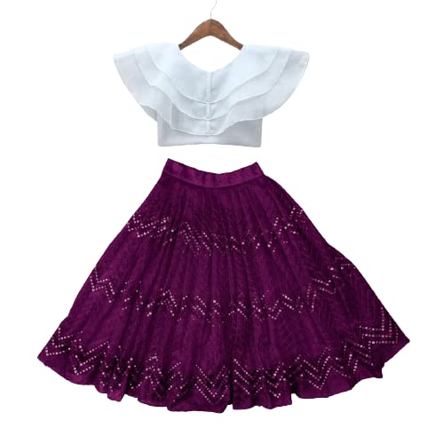 Image of E-SQARE Kids Girls Georgette Silk Digital Printed Ethnic wear Lehenga Set