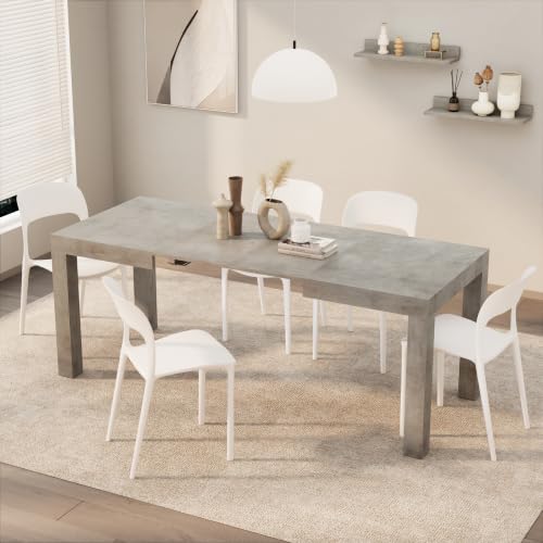 Mobili Fiver First Extendable Dining Table 47.2-78.7 x 31.5 in Concrete Grey Seats 6-8