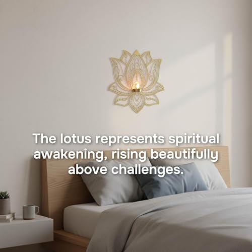 Image of Wall Hanging Lotus Candle Stand - Elegant Metal Lotus Design for Tealight & Votive Candles | Stunning Home Decor Accent for Living Rooms, Bedrooms, and Meditation Spaces (Set of 2)