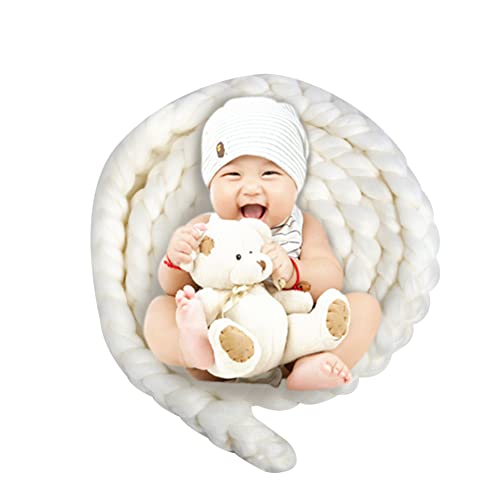 Newborn Photography Props, Hand-Woven Twisted Braid Rope Background Rug Blanket Basket Filler Newborn Baby Photography Props for Boys Girls