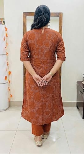 Image of ANNI Designer Kurta Sets for Women Viscose Blend Printed | Kurti Set for Woman | Kurta Palazzo Set | A Line Kurti | Mandarin Collar Elbow Sleeve Suit Set for Women Stylish Ethnic Outfit Clothing