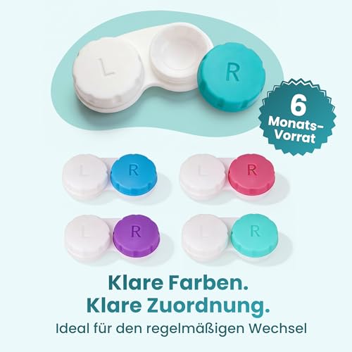 Movoja-MED Kontaktlinsenbehälter 4 STÜCK I Auslaufsicher & Keimfrei I Für Weiche & Harte Linsen I Deutsche Marke I Kontaktlinsen Dose Kontaktlinsen Aufbewahrungsbehälter Linsenbehälter Linsen Box