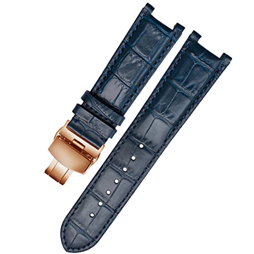 Bracelet de montre en cuir véritable cranté homme femme avec boucle acier