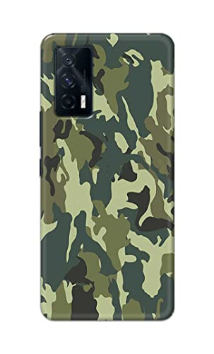 Image of Printed Hard Back Cover Case for Vivo iQOO 7 5G Back Cover (Green Army Camouflage) -1803