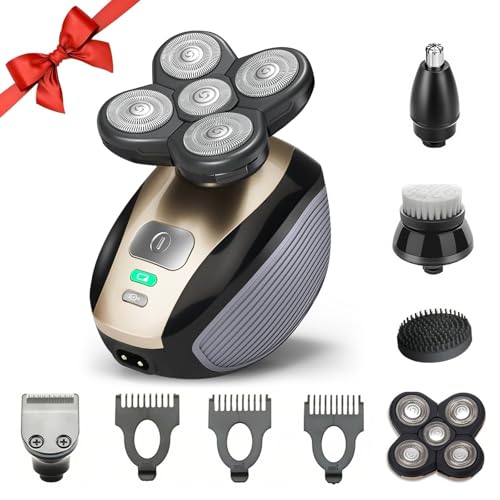 Image of 5 in 1 Head Shavers for Bald Men, Skull Head Shaver with Rechargeable Battery, Hair Clippers, Nose Hair Trimmer, Cleaning Brush, Hair Manager, Electric Razor Idea Gift for Men