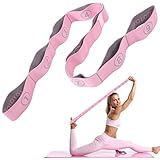 XLIUAX Yoga Stretching Strap, Yoga Band mit 9 Schleifen 110cm Yogagurt Stretch Gurt Fitness Stretchband Joga Zubehör Hochelastischer Gymnastikband für Pilates Tanz Gymnastik(Rosa)