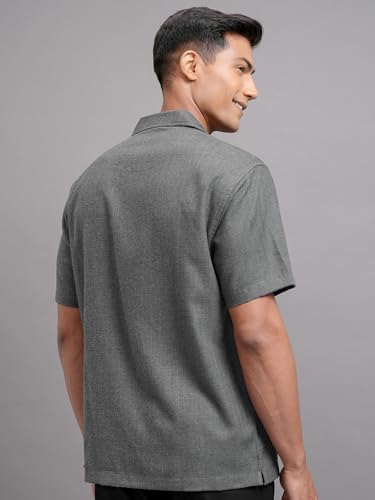 Image of Locomotive Men's Relaxed Fit Shirts | Solid | Half Sleeves | Cuban Collar | Casual Shirts | Stylish Shirt