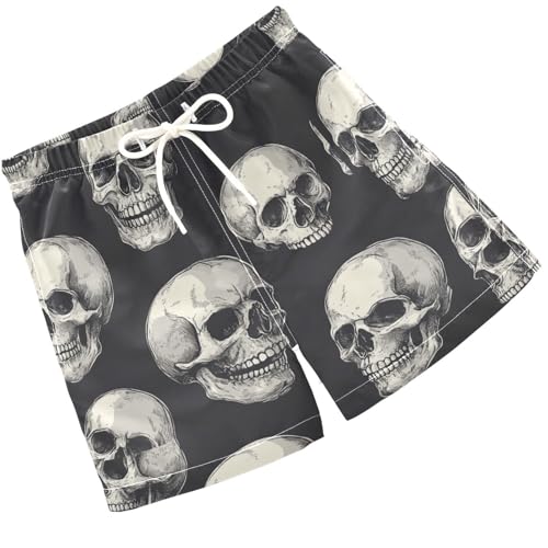 Pigsaly Boys' Swim Board Shorts Funny Human Skulls Black Skulls Boy's Swim Trunks Kids Swimwear 2T