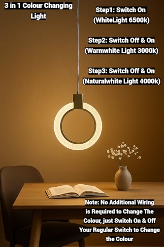 Image of FILLISKA 3 in1 Colour Changing LED Luxurious Hanging /Pendant Light (Acrylic Crystal Gold-MX74)