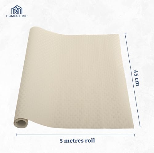 Image of Homestrap Checks Multipurpose Anti-Slip Mat (45cm X 5m)| Ideal for Kitchen Shelves, Drawers, Cabinets, Fridge, and Tables | Washable, Waterproof, and Durable Shelf Liner for Cupboards in Beige