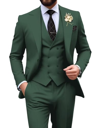 Suits for Men Slim Fit Men Suits 3 Piece Double Breasted Formal Tuxedo Set Casual Wedding Prom Groom Suit