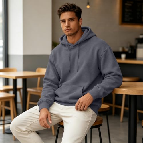 Mens Sweatshirts Hoodies Basic Fit Lightweight Oversized Fleece Hoodie — view 6