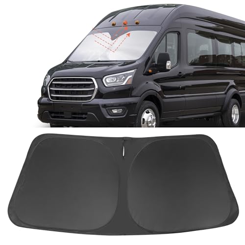 Image of Windshield Sun Shade Custom Fit for 2022 2023 2024 2025 2026 Ford E-Transit Accessories Foldable Sunshade Sun Blocker Protect Car from Sun Rays & Heat Damage Keep Car Cooler