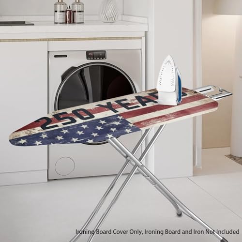 Image of Ironing Board Cover Scorch Resistant American 250 Years Print Stretch Elastic Fit Hook and Loop Fasteners Cover ONLY