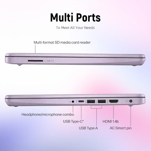 Image of HP 14 inch HD Student Business Laptop, Intel N150, 4GB RAM, 384GB Storage | (128GB UFS + 256GB SD Card), 1 Year Office 365, 720p Webcam, Slim Design, Copilot AI, WiFi 6, Win 11 Home S, Honey Lavender