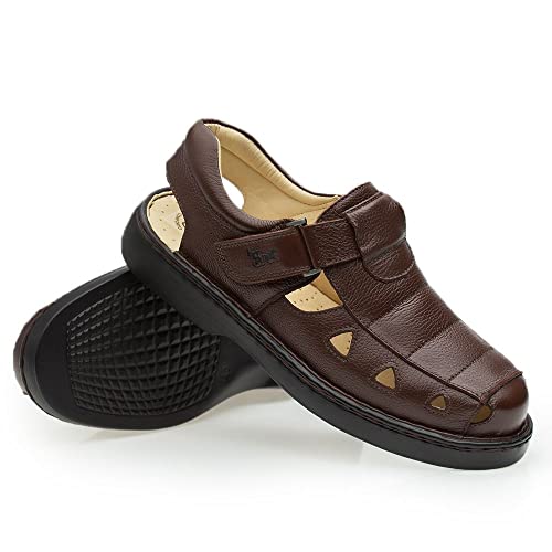 Sandália Masculina 302 em Couro Floater Café Doctor Shoes-Café-39