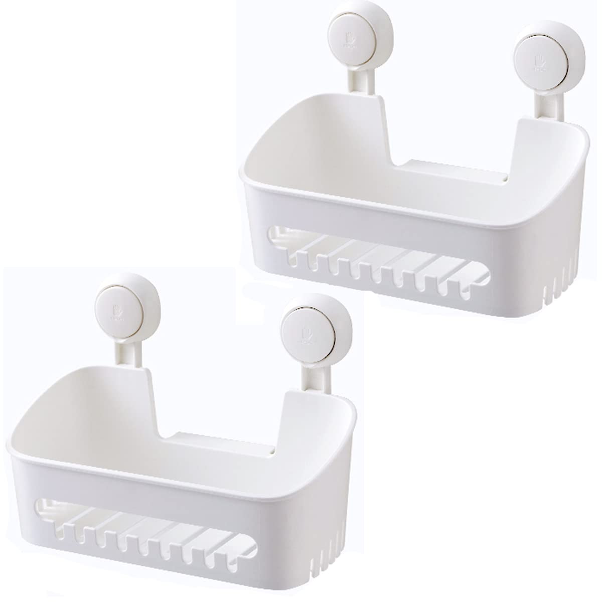 SunHorde Double Plastic Shower Caddy Suction Cup Shower Organizer Basket Bath Shelf Strong Suction Power Bathroom Caddies with