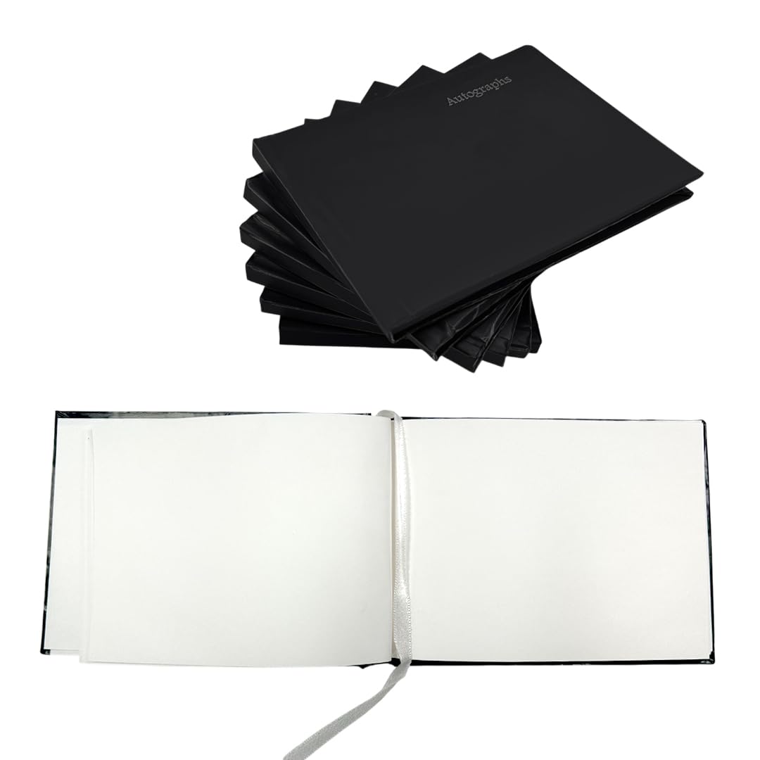 Janrax Pack of 12 Black 100 Pages Autograph Books – School Leavers Signature, End of Term Memory Book