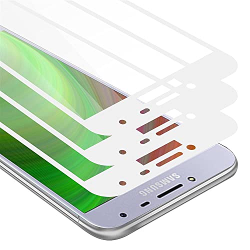 Cadorabo 3x Láminas protectoras de pantalla completa compatibles con Samsung Galaxy J4 2018 en TRANSPARENTE con BLANCO - 3x Vidrio protector de pantalla templado (Tempered) en dureza 9H con táctil 3D