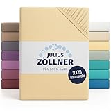 Julius Zöllner Jersey Spannbettlaken für Baby- & Kinderbett, 100% Jersey-Baumwolle, OEKO-TEX Standard 100 zertifiziert, Größe: 60x120cm / 70x140cm, 1er Pack, banana