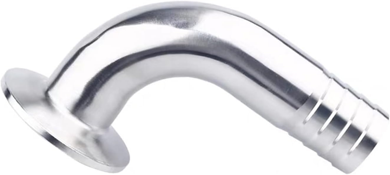 Złączka do węża sanitarnego, stal nierdzewna 304, kolano 90 stopni, kompatybilny z trzema zaciskami, pasuje do tulejek 50,5-119 mm, 12,7-108 mm