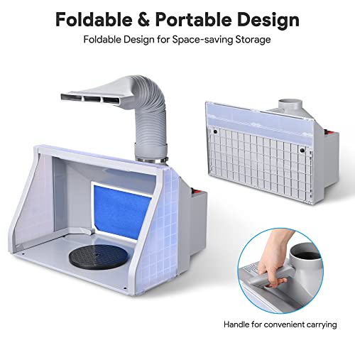 Aw Dual Fans Portable Airbrush Spray Booth Kit W/ 3 Led Lights Exhaust Filter Hose Turn Table For Hobby Art Painting Model Cakes Nails #TOP5