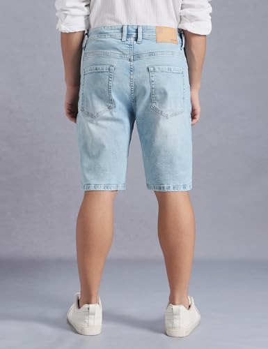 Image of INKD Men's Denim Shorts for Men - Mid-Rise | Cotton Rich | Regular Fit (Available in Plus Sizes)