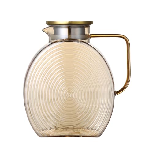 Chaies Hervidor de agua, jarra de jugo de cristal 2 5L, con tapa de acero inoxidable para zumos de café, leche bebidas frías, cocina, lugar de trabajo, restaurante