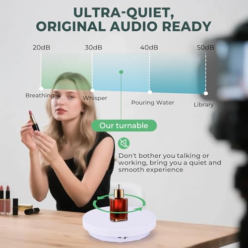 Flyrivergo 3 in 1 Motorized Rotating Display Stand, 11.8/13.7/15.7inch 33lbs Photography Turntable, Rechargeable & Remote Control, Ideal for E-Commerce & Live Streaming, 360° Videos, TikTok/Instagram