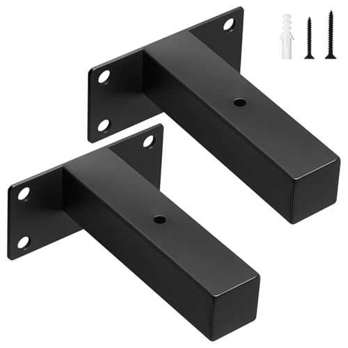 scicent Lot de 2 Équerre Étagère Murale Métal Renforcée, Support Etagere Invisible, 50KG Charge, Support Étagère Murale, Conception Creuse, Équerre...