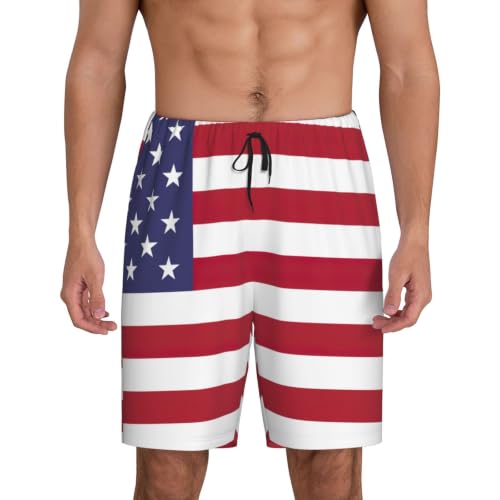 Pantalon de pyjama court homme motif drapeau américain en tissu léger