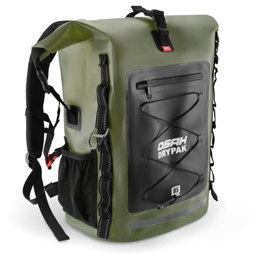 Image of OSAH DRYPAK Waterproof Backpack Dry Bag 35L /55L /85L - Heavy Duty Roll-Top Hiking Backpack Sack Keeps Gear Dry for Travel, Kayaking, Boating, Camping, Rafting and Fishing