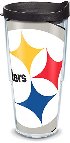Tervis Made in USA Double Walled NFL Pittsburgh Steelers Insulated Tumbler Cup Keeps Drinks Cold & Hot, 24oz, Colossal