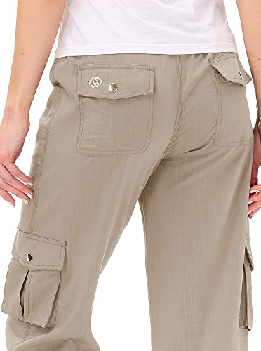 Image of MoFiz Womens Capris with Pockets Loose Fit Casual Capri Pants Dressy Lightweight Ladies Baggy Cargo Pants for Hiking