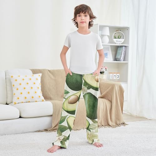 ZZXXB Avocado Flowers Boys Long Pants Soft Trousers Elastic Waist Kids Lounge Bottoms with Pockets S-XL 6