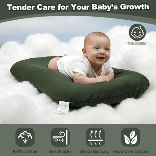 Image of Infant Support Cushion -Baby Support Cushion for Newborn, Oversized for 0-24 Months (36.5*20 inchs), Tummy Time Mat for Home and Travel, Soft Cotton, Supervised Use, Baby Essentials Gift -includ cover