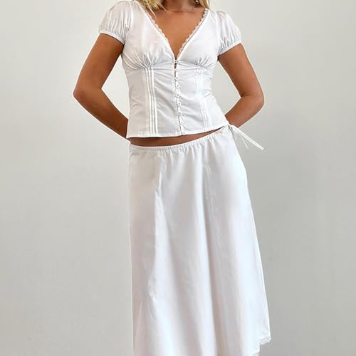 Women Y2K Plaid Button Down Shirt Coquette Short Sleeve V Neck Blouses Top Vintage Preppy Crop Shirt Tops4