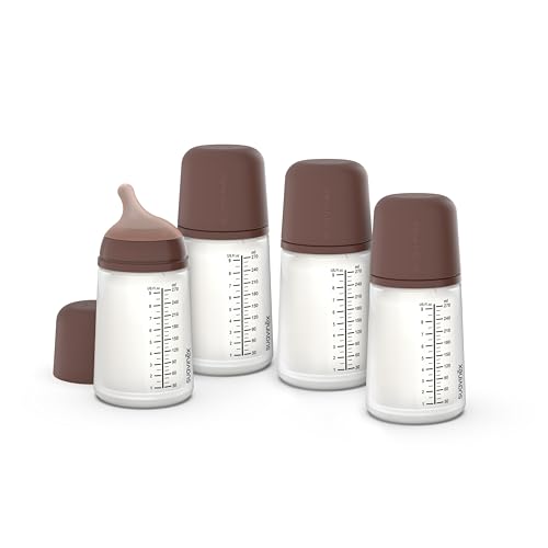 Suavinex, Pack 4 Biberón Anticólico Zero Zero 270 ml con Tetina de Flujo Medio (M) de Silicona, Bebés +3 Meses, Leche Materna, de Fórmula y Líquidos Densidad Media, Compatible Lactancia, Deep