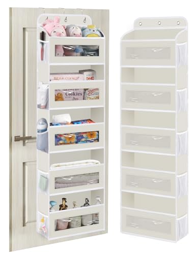 Image of KYEVIS Over The Door Organizer, 5 Shelves Closet Door Hanging Organizer with 10 Mesh Pockets, Nursery Closet Organizer, Baby Essentials, Dorm Room Essentials for Girls