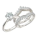 Wuziwen Vintage Wedding Ring Guard Enhancers Engagement Rings for Women CZ Sterling Silver Size 7