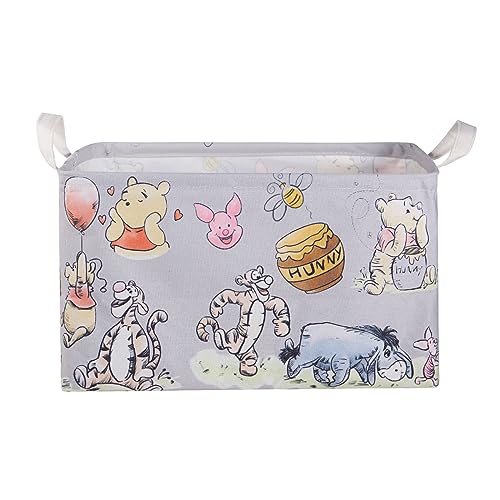 Image of Bear Storage Basket, Nursery Large Hamper Canvas Laundry Basket Foldable With Waterproof Pe Coating,For Kids Boys And Girls, Bathroom, Bedroom, Clothes,Toy Bin (grey)