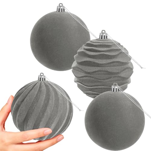 Miaikoe 4 PCS große Samt Weihnachtskugeln Ornamente zerstörungsdicht...