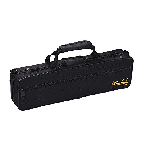 Muslady Flute Case,Flute Case Backpack Gig Bag 16 Holes C Key Box Water-resistant with Strap Top Carry Handle Cleaning Cloth