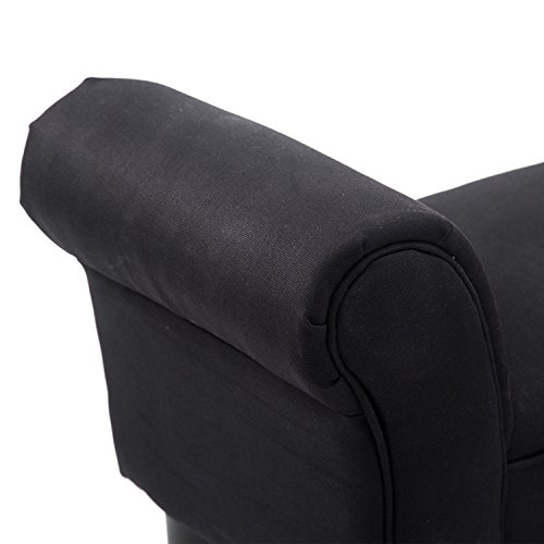 HOMCOM Bed End Side Chaise Lounge Sofa Window Seat Arm Bench Wooden Leg Fabric Cover - Image 10