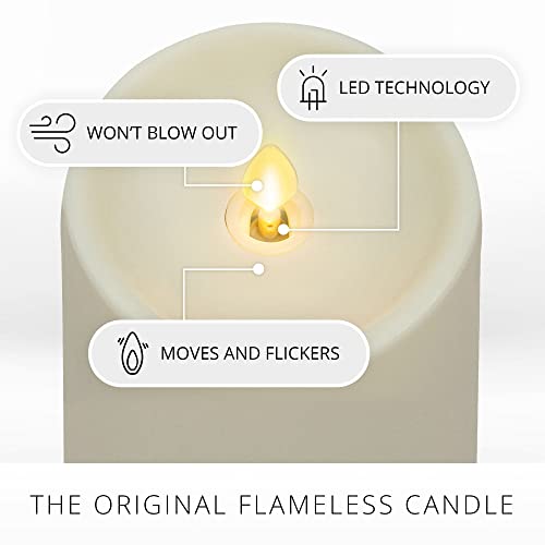 Image of Luminara Outdoor Flameless LED Ivory Candle Melted Edge 3.75 inch x 7 inch Real Moving Flame Battery Operated Timer Plastic Weather-Resistant